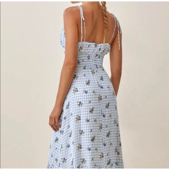 Reformation Embry Size 2 Midi Floral Dress Spaghetti Straps - Picture 2 of 16